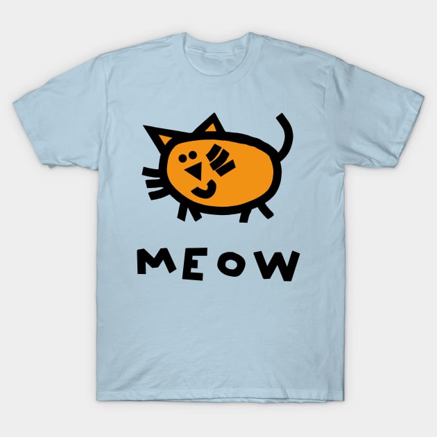 Cute Cat says Meow for Kids T-Shirt by ellenhenryart